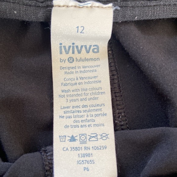 Ivivva wide leg crop pant black size 12 - Picture 4 of 6